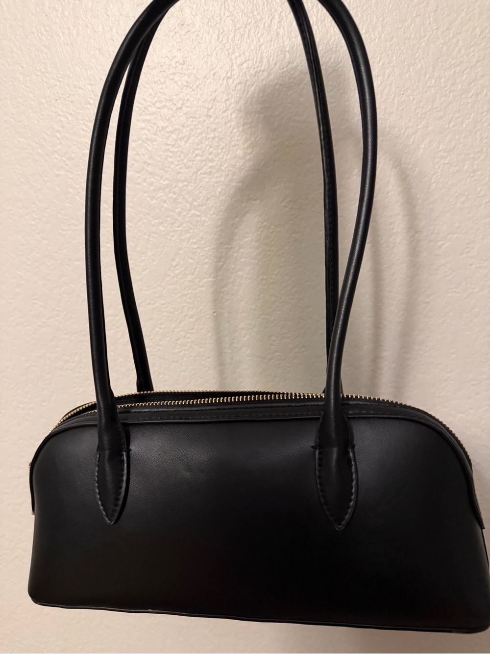 a new day Black Shoulder Bag with Gold Zip Accent